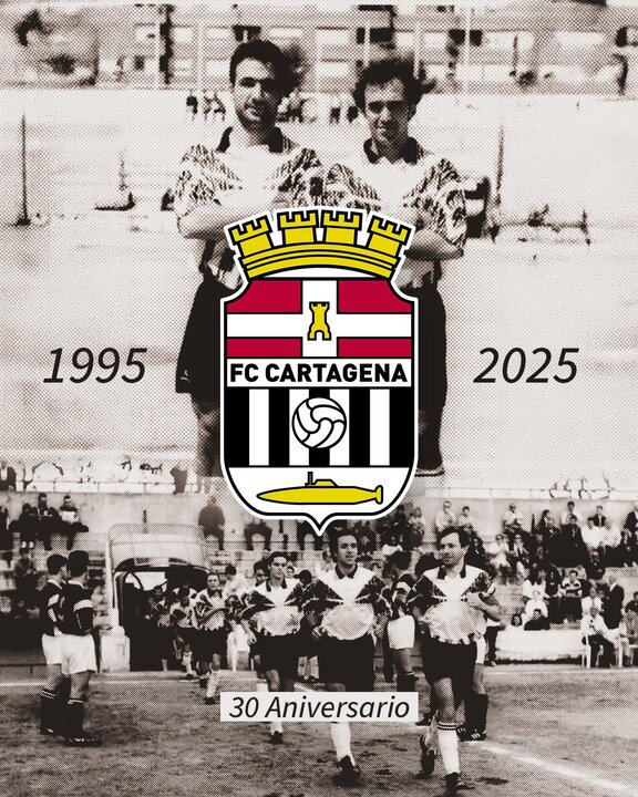 Cartel conmemorativo del 30 aniversario del club albinegro/FCC