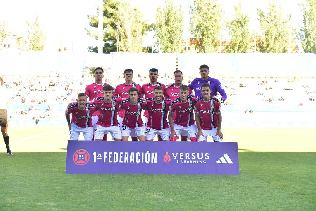 Once alineado por Javi Rey para la reanudación del partido en la Nova Creu Alta, con las novedades de De Blasis, Edgar, Calderón, Nacho Sánchez y Ortuño/Foto: FC CARTAGENA